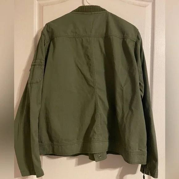 Eddie Bauer Olive Green Utility Bomber Jacket Womens XXL Cotton Zip Front Casual - Picture 2 of 7